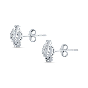 Floral Cluster Stud Earring Cubic Zirconia 925 Sterling Silver Wholesale